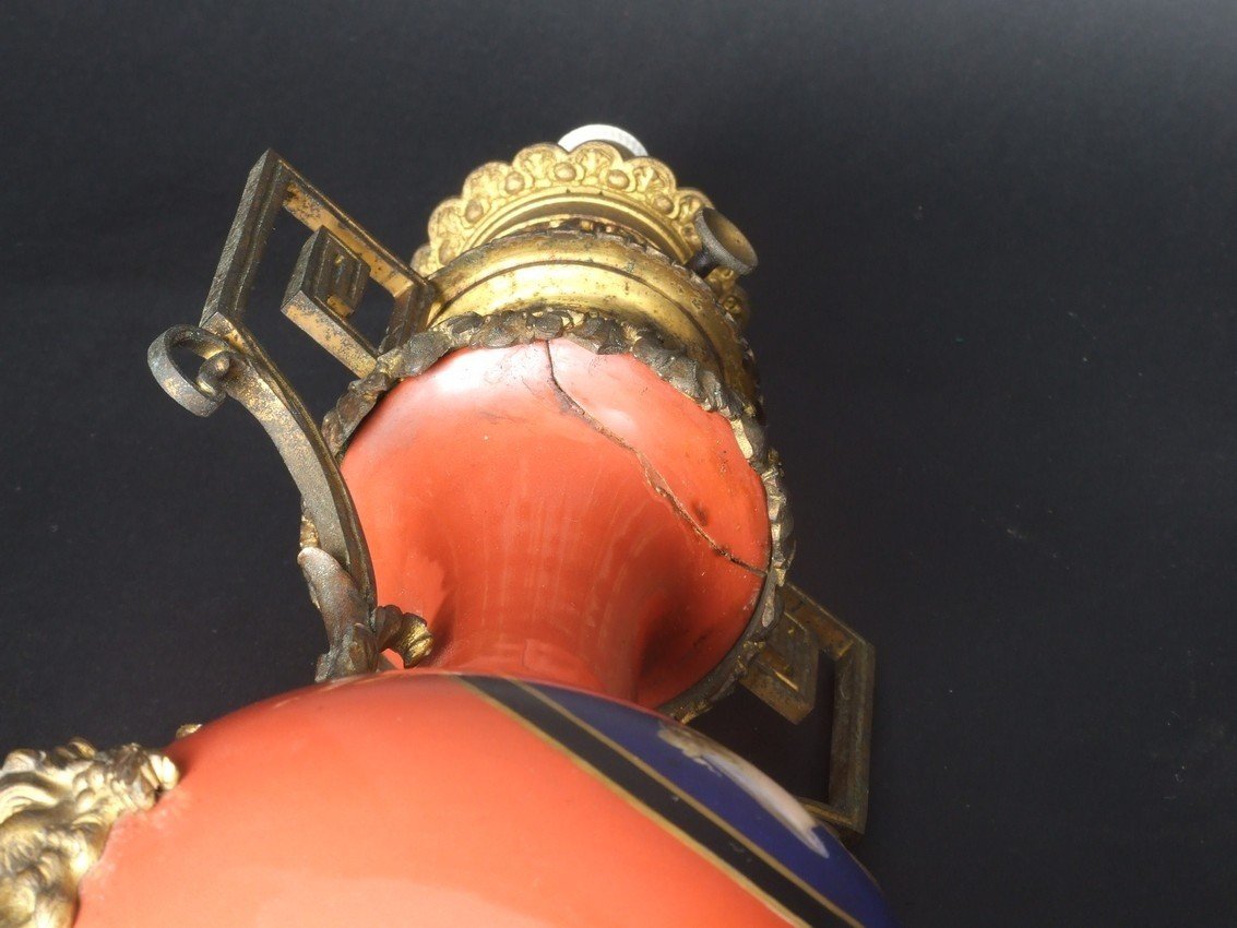 Paire de lampes, bronze doré, porcelaine, deuxième moitié du XIXe siècle.-photo-3