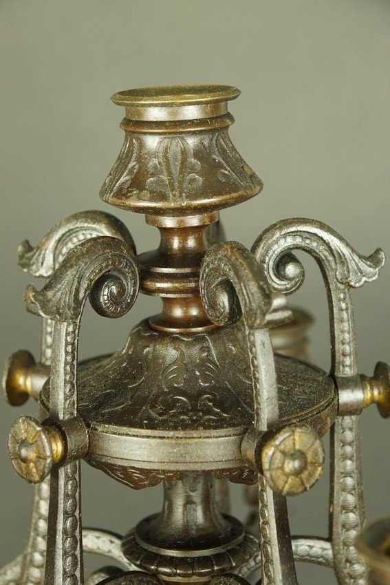 Pair Of Candelabra, Bronze, Second Half Of The 19th Century.-photo-7