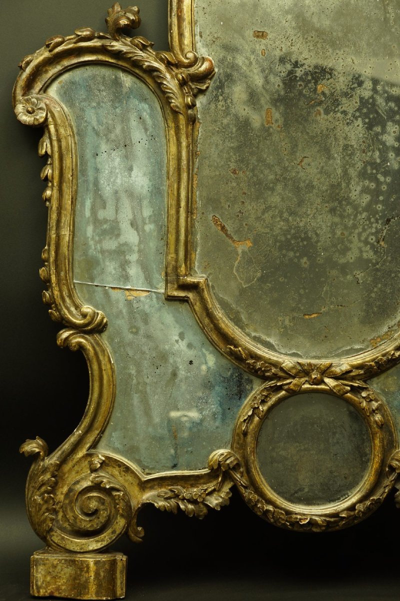Miroir de style Louis XV, bois doré, XVIIIe siècle.-photo-2