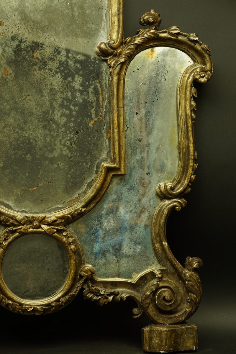 Miroir de style Louis XV, bois doré, XVIIIe siècle.-photo-4
