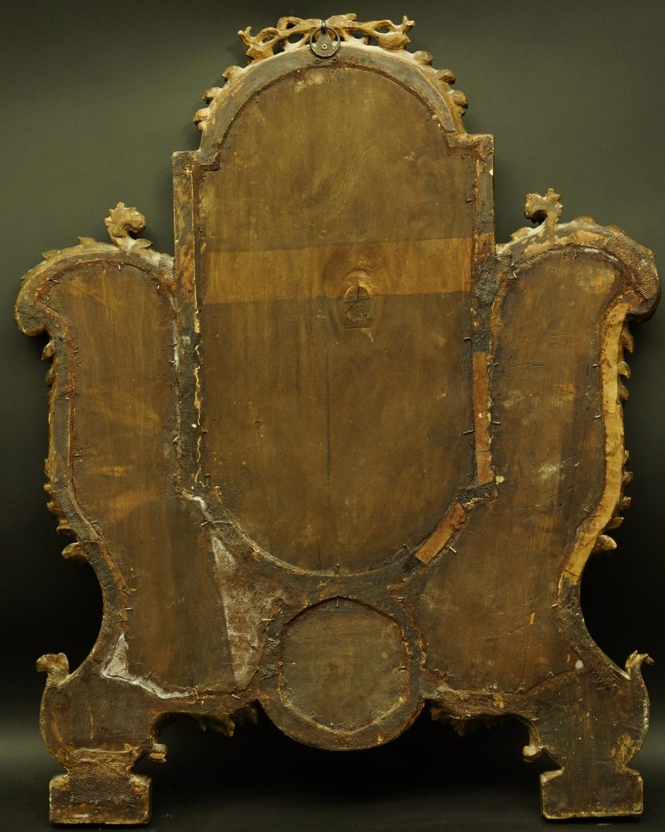 Miroir de style Louis XV, bois doré, XVIIIe siècle.-photo-1