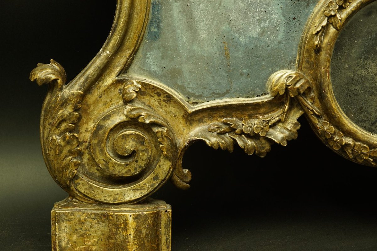 Miroir de style Louis XV, bois doré, XVIIIe siècle.-photo-2