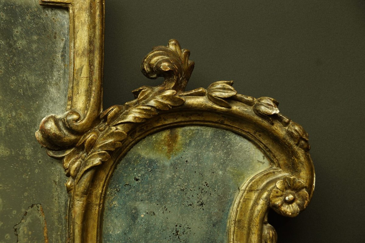 Miroir de style Louis XV, bois doré, XVIIIe siècle.-photo-5