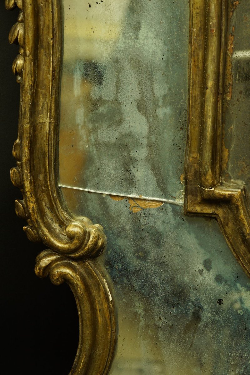 Miroir de style Louis XV, bois doré, XVIIIe siècle.-photo-7