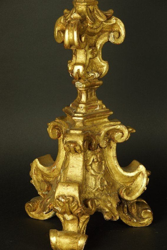 Chandelier baroque, bois doré, XVIIe/XVIIIe siècle-photo-3