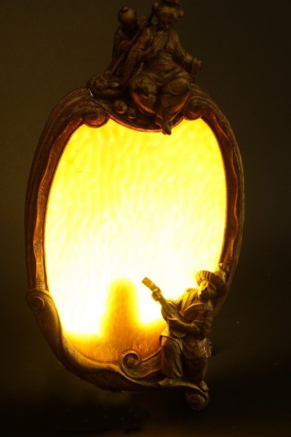 Wall Sconce, Wood And Glass, 19th/20th Century.-photo-2