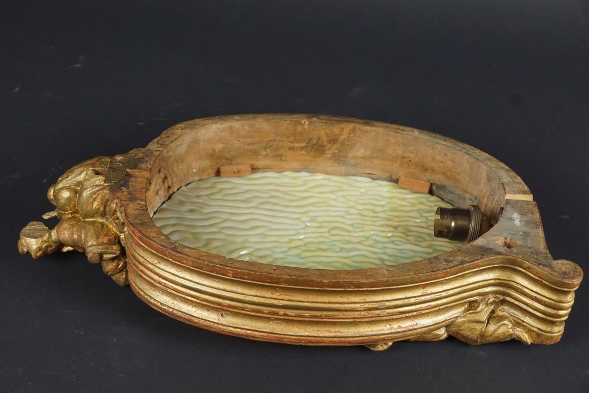 Wall Sconce, Wood And Glass, 19th/20th Century.-photo-3