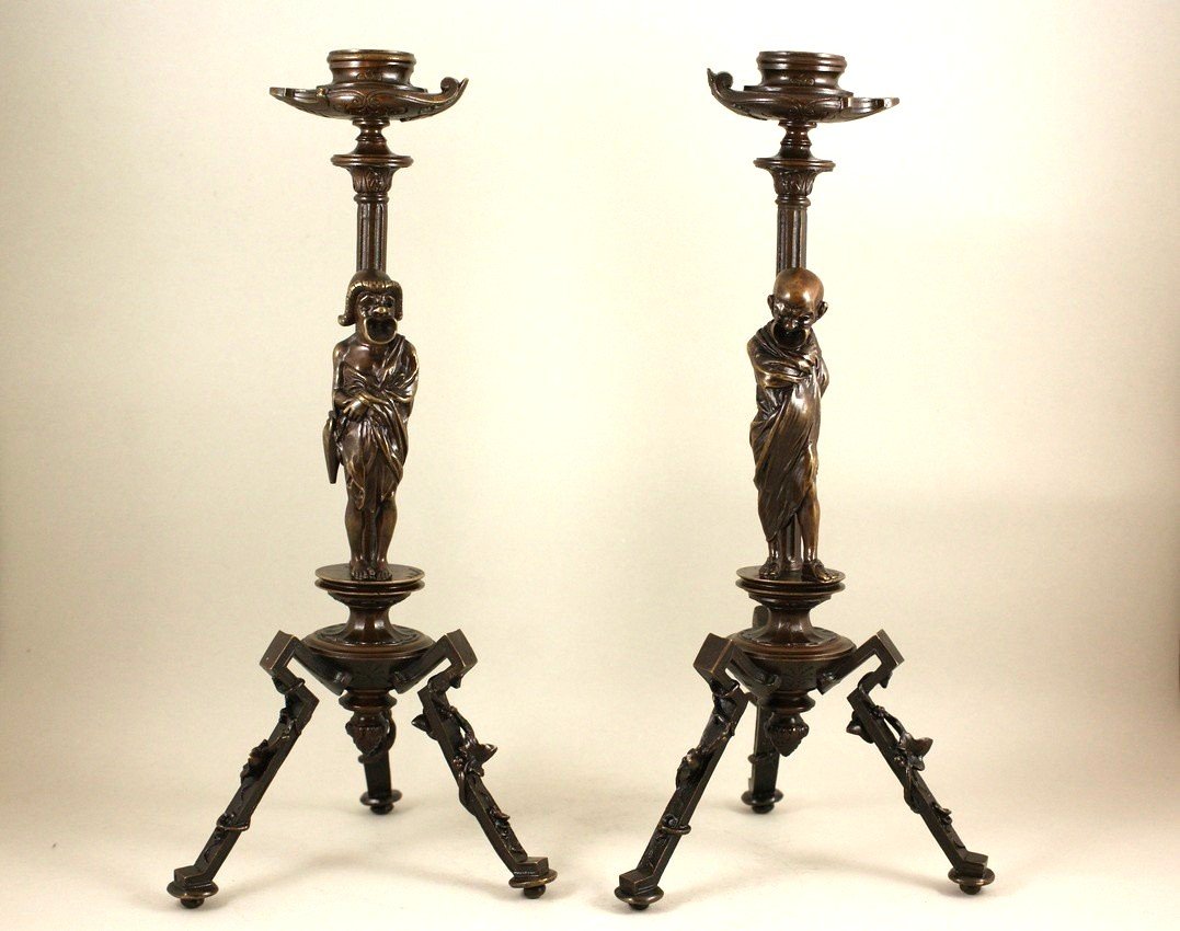 Pair Of Candlesticks, étienne Mélingue (1807–1875), France, Mid-19th Century.