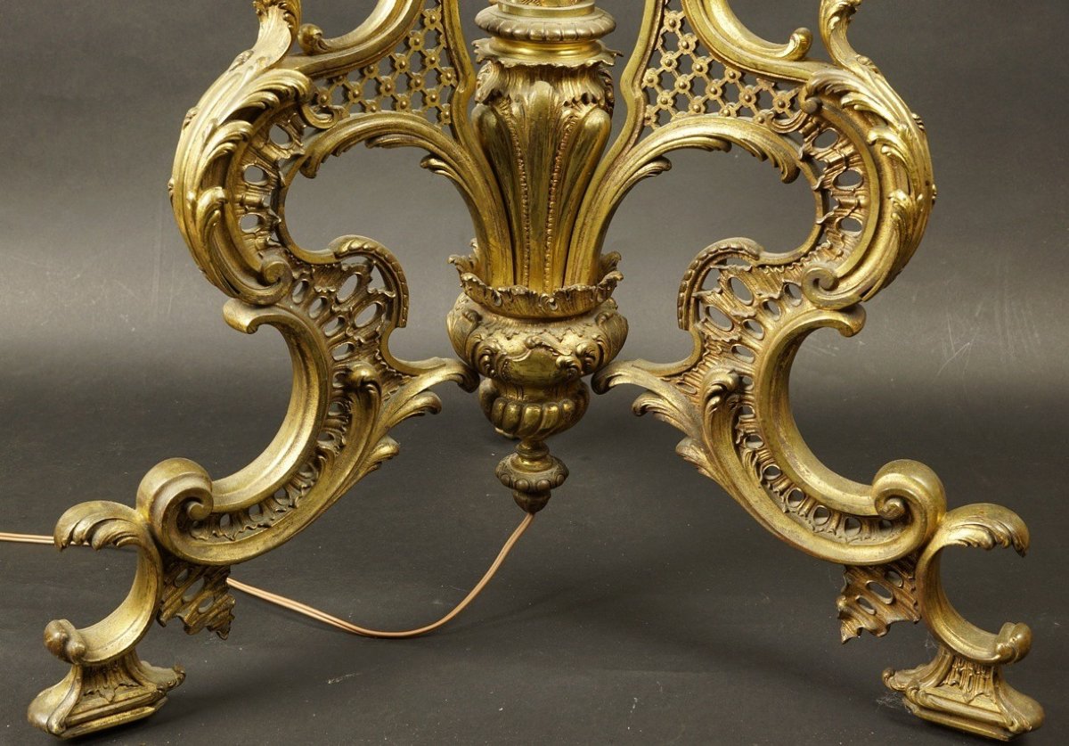 Floor Lamp, Napoleon III Style, Neo-rococo, Brass, 19th Century.-photo-2