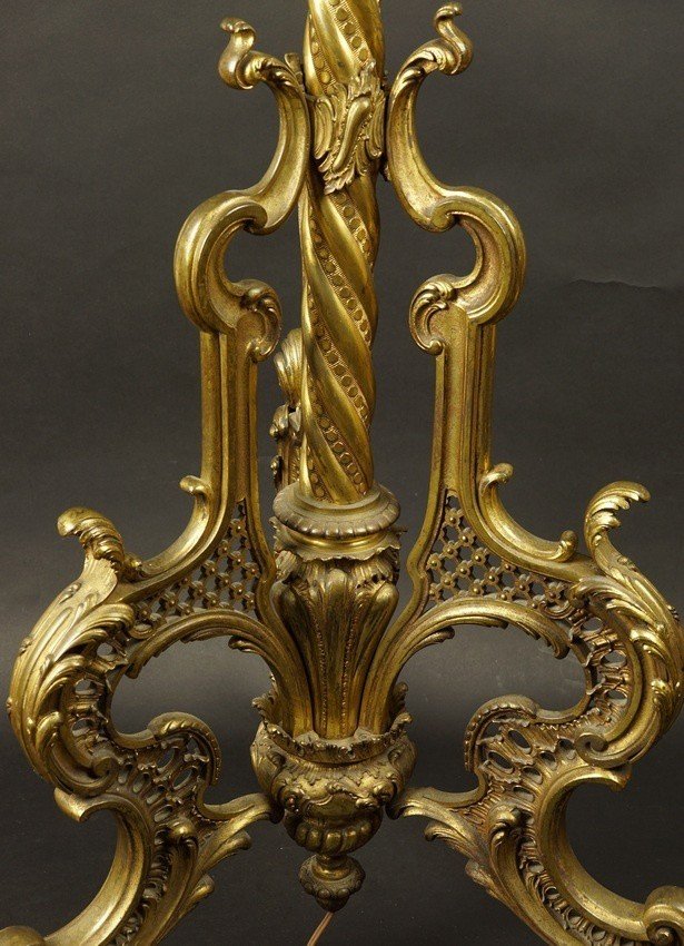 Floor Lamp, Napoleon III Style, Neo-rococo, Brass, 19th Century.-photo-4
