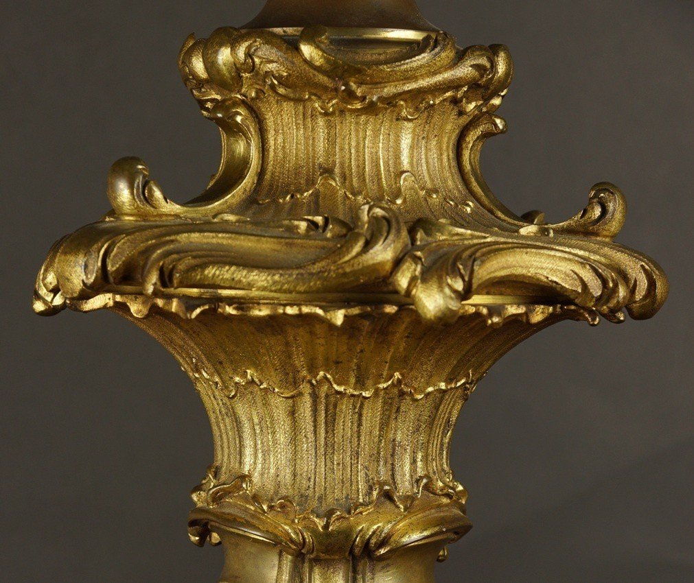 Floor Lamp, Napoleon III Style, Neo-rococo, Brass, 19th Century.-photo-1