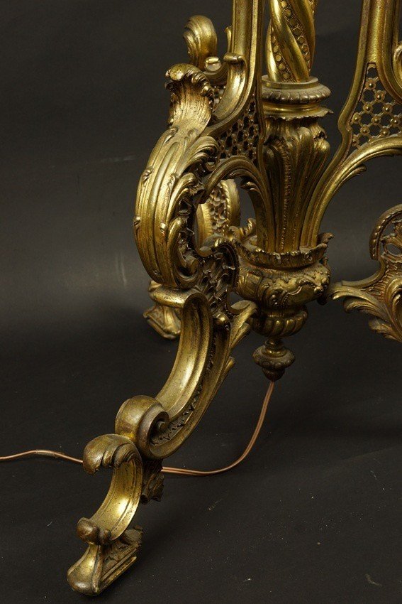 Floor Lamp, Napoleon III Style, Neo-rococo, Brass, 19th Century.-photo-2