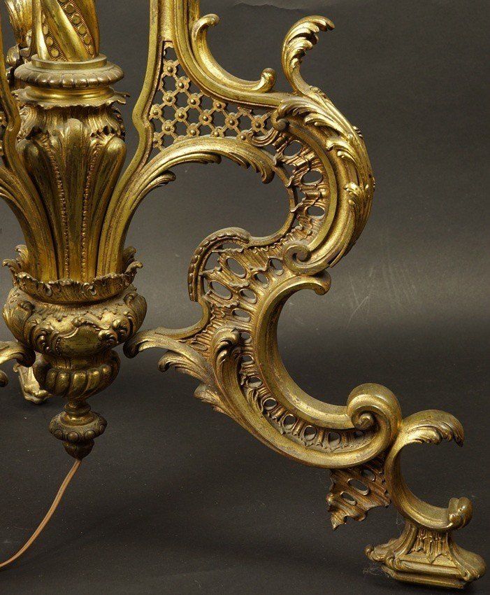 Floor Lamp, Napoleon III Style, Neo-rococo, Brass, 19th Century.-photo-3