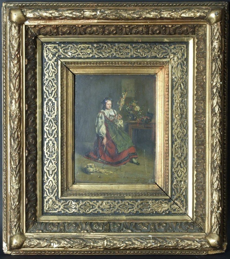 "la Fileuse",  Hippolyte Delanoy, France, 1874.