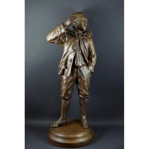 Pierrot avec une Mouche, E. Engler, bronze, fin du XIXe siècle.