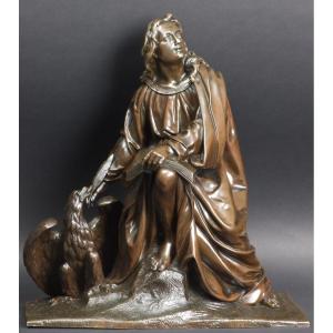 Saint Jean l'Évangeliste, bronze, d'après François Théodore Gechter. XIXe siècle.