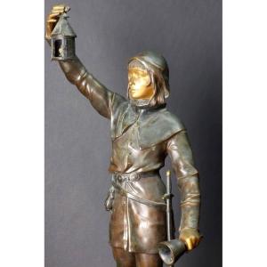Le Couvre Feu, bronze,  Eugène Marioton (1857- 1933), France, XIXe/XXe siècle