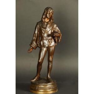 L'élève de Luther « Panem propter deum », bronze, Friedrich  Beer (1846 - 1912), XIXe siècle.