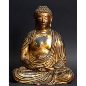 Bouddaha Méditant, bois doré , Japon, période Edo (1603-1868)