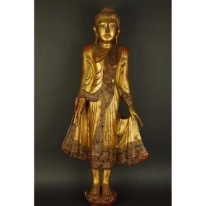 BUDDHA MANDALAY, bois doré, Birmanie,  XIXe/XXe siècle.