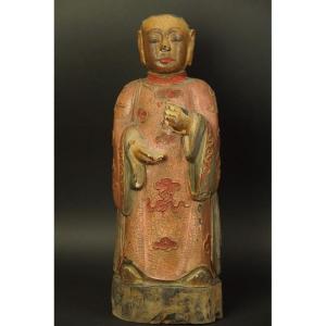 Bodhisattva, Polychrome Wood, China, Qing Dynasty, 19th Century.