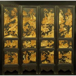 Screen Depicting A Battle Scene, China, Qing Dynasty, 19th Century