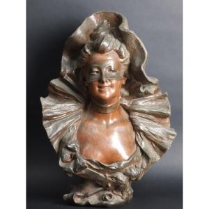 Femme au masque, François Piquemal, métal, France, XIXe/XXe siècle