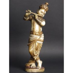 Krishna, Polychrome Alabaster, India, 19th Century.