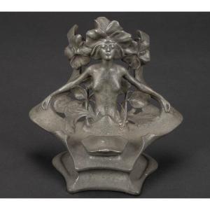 Encrier, Art nouveau, étain, Maurice Maignan (1868-1946), Paris, vers 1900.