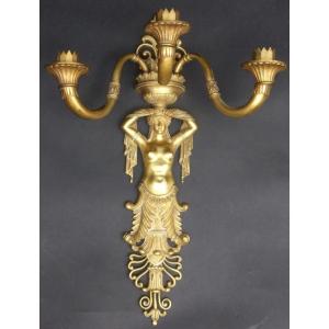 Empire-style Wall Sconce, Gilded Bronze, Early 19th Century.