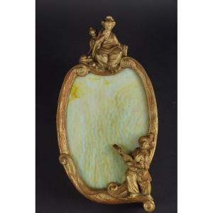 Wall Sconce, Wood And Glass, 19th/20th Century.