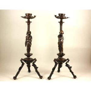Pair Of Candlesticks, étienne Mélingue (1807–1875), France, Mid-19th Century.