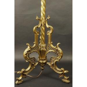Floor Lamp, Napoleon III Style, Neo-rococo, Brass, 19th Century.