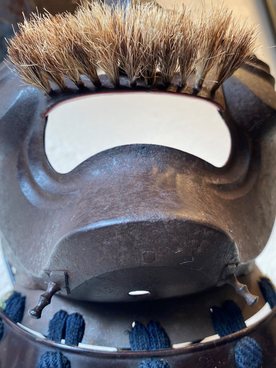 Demi Masque De Samouraï Mempo En Fer Laque Imitation Rouille  Moustache Tres Raide-photo-4