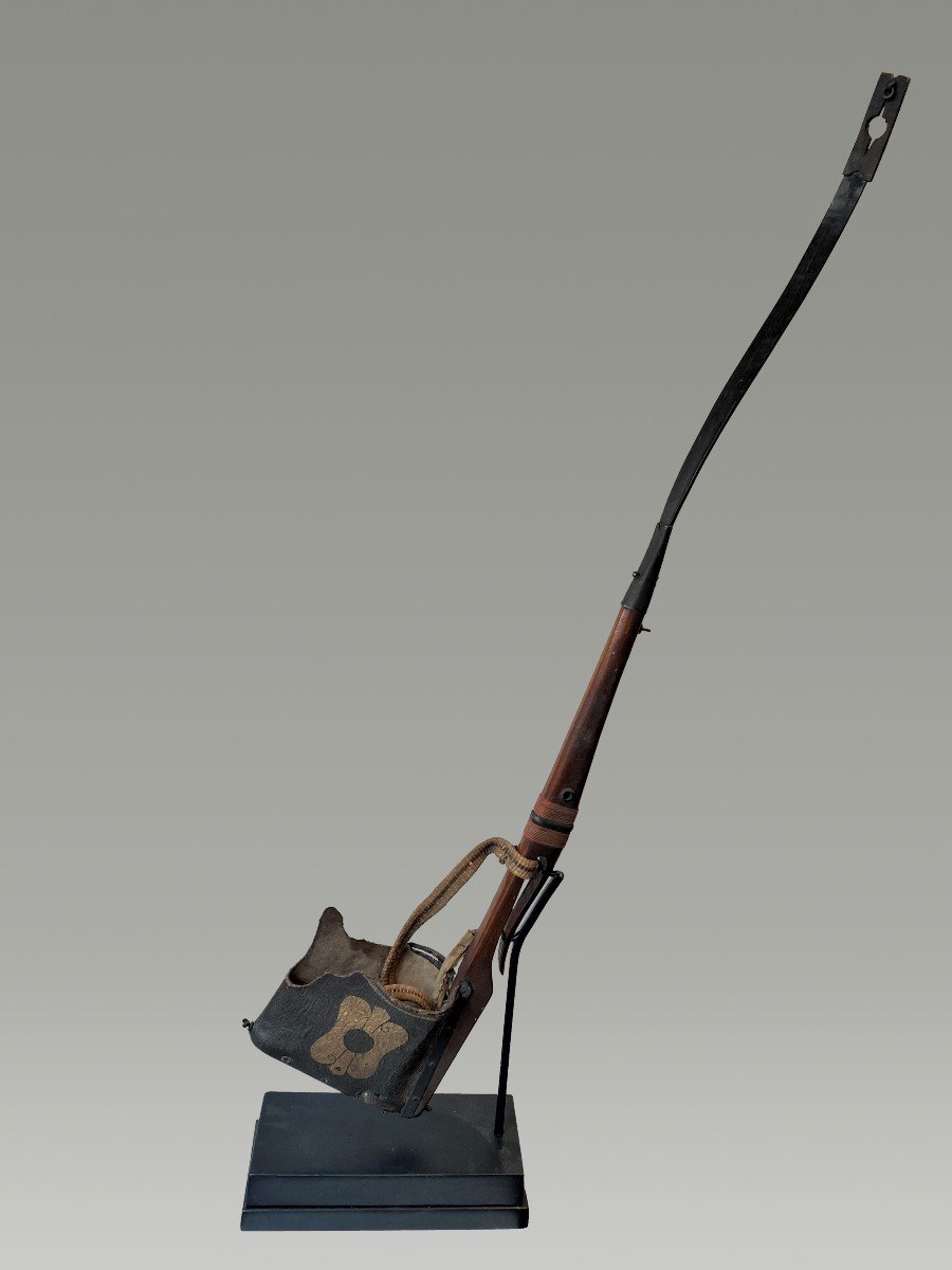 Carquois d'Archerie De Samourai Periode Edo Cuir Et Bois-photo-2