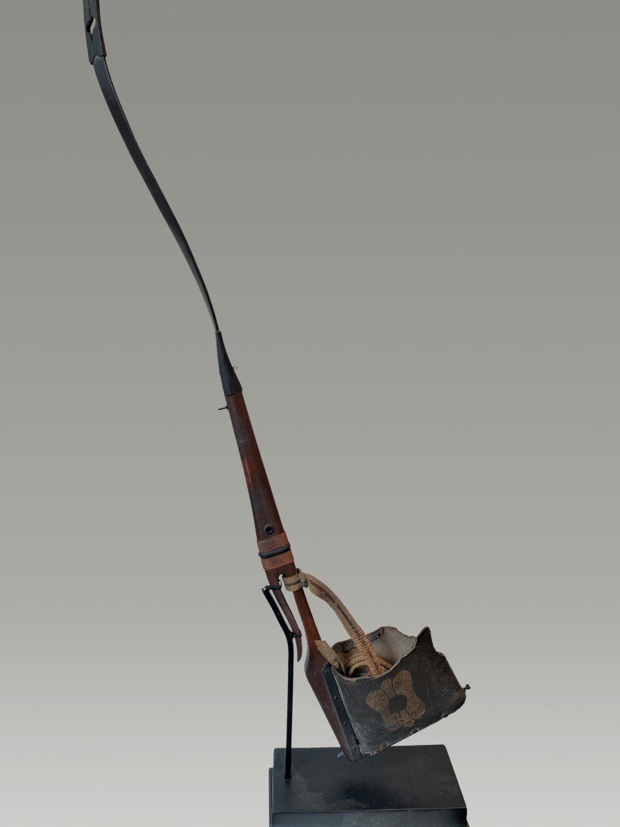 Carquois d'Archerie De Samourai Periode Edo Cuir Et Bois-photo-3