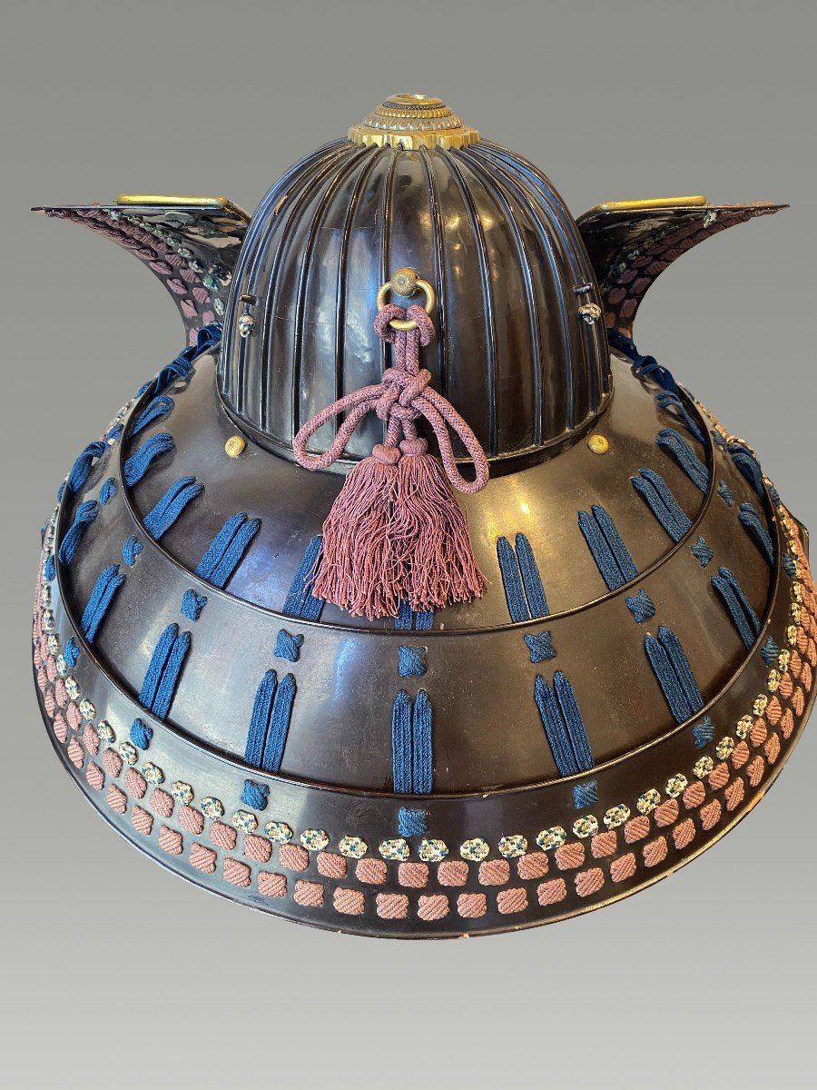 Casque De Samouraï , Kabuto Période Edo 32 Lamelles En Fer Laque-photo-3