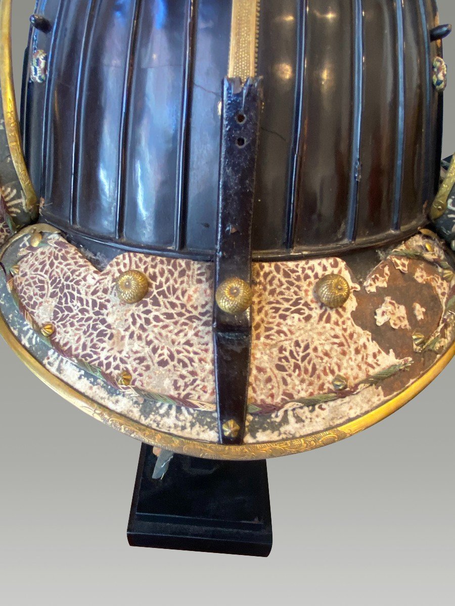 Casque De Samouraï , Kabuto Période Edo 32 Lamelles En Fer Laque-photo-5