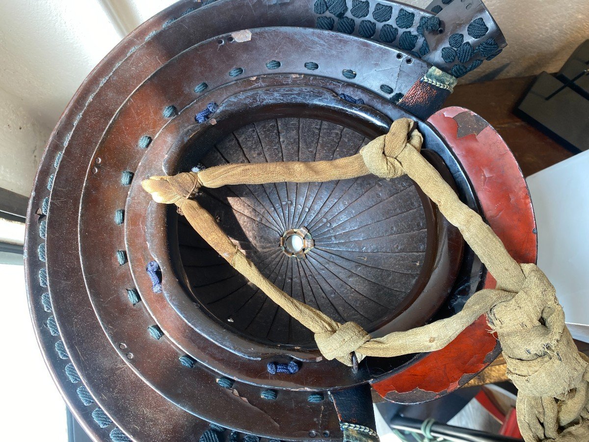 Casque De Samouraï , Kabuto Période Edo 32 Lamelles En Fer Laque-photo-7