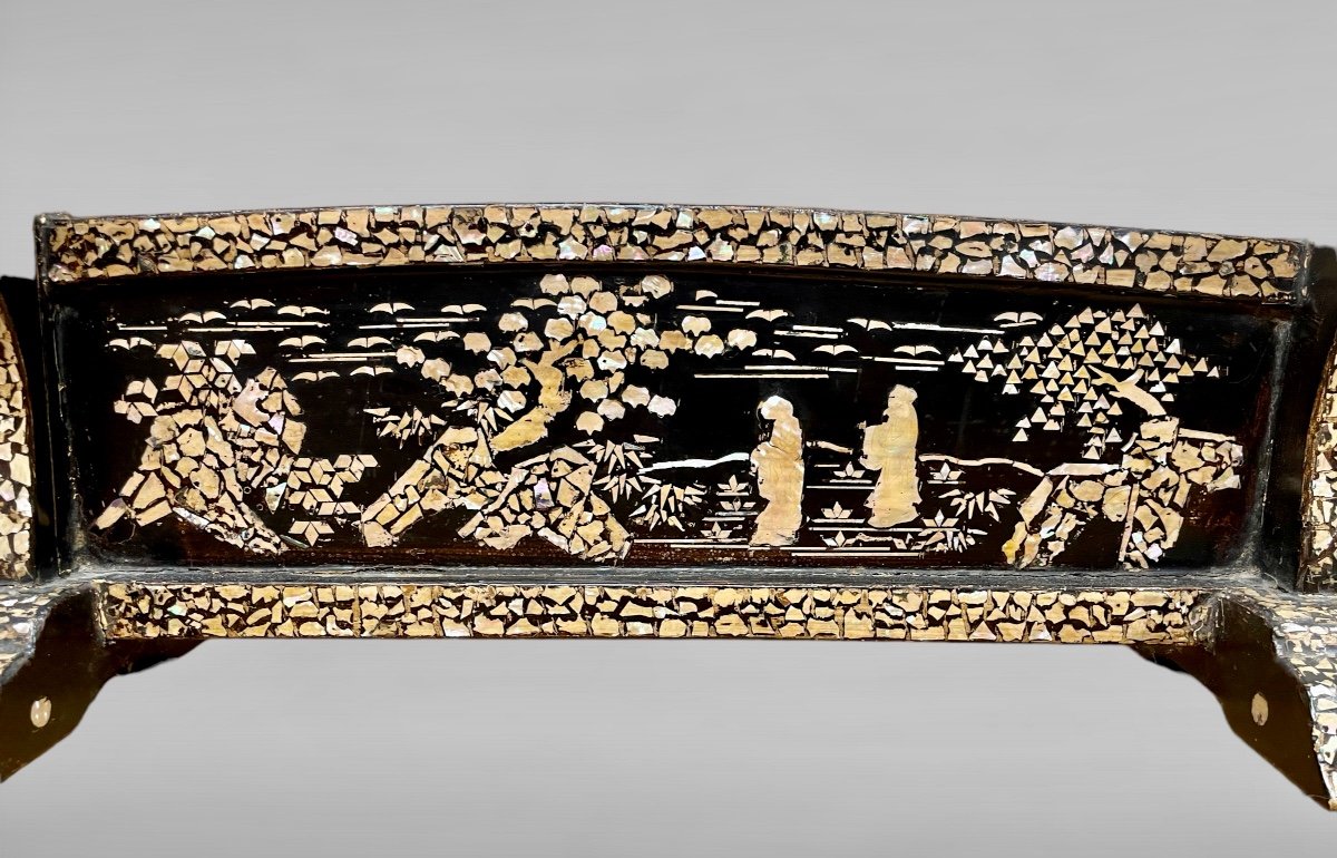 Katanakake In Black Lacquered And Burgoté Wood, Three Places - Edo Period.-photo-3