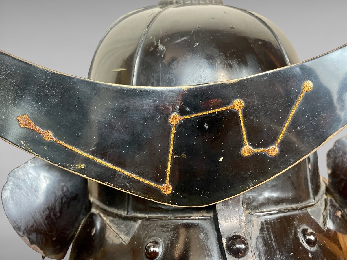 Samurai Kabuto In Black Lacquered Metal With 8 Slats - Edo Period (1603-1868).-photo-4