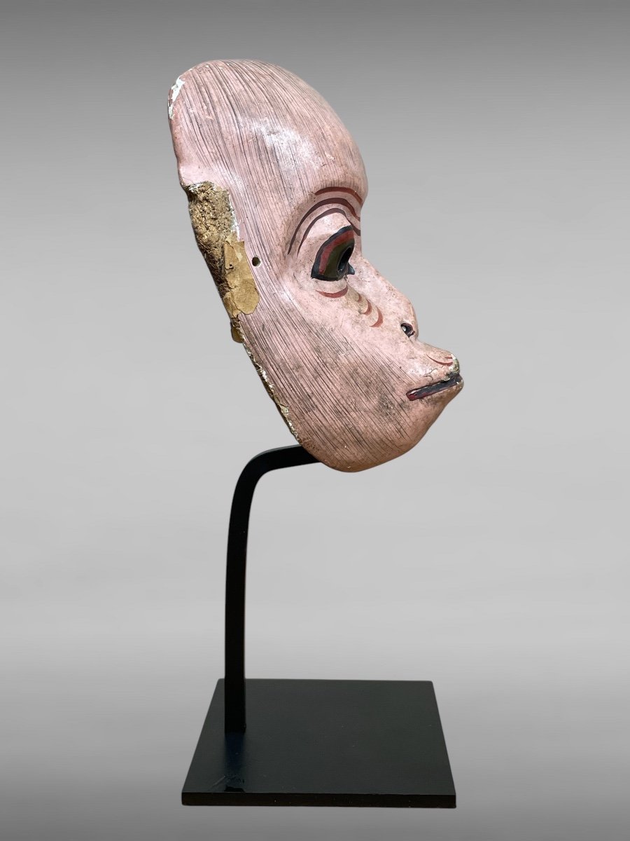 Masque De Théâtre Nô Figurant Un Singe - Période Edo (1603-1868). -photo-3