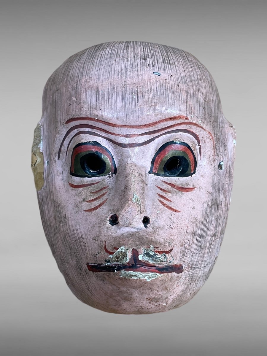 Masque De Théâtre Nô Figurant Un Singe - Période Edo (1603-1868). -photo-3