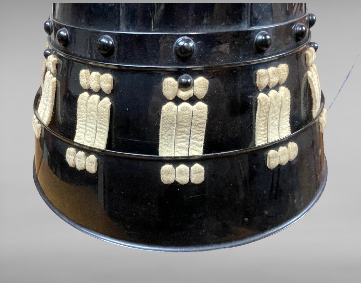 Samurai Kabuto With 9 Plates In Lacquered Metal And Suede Leather - Taisho Period (1912-1926).-photo-8