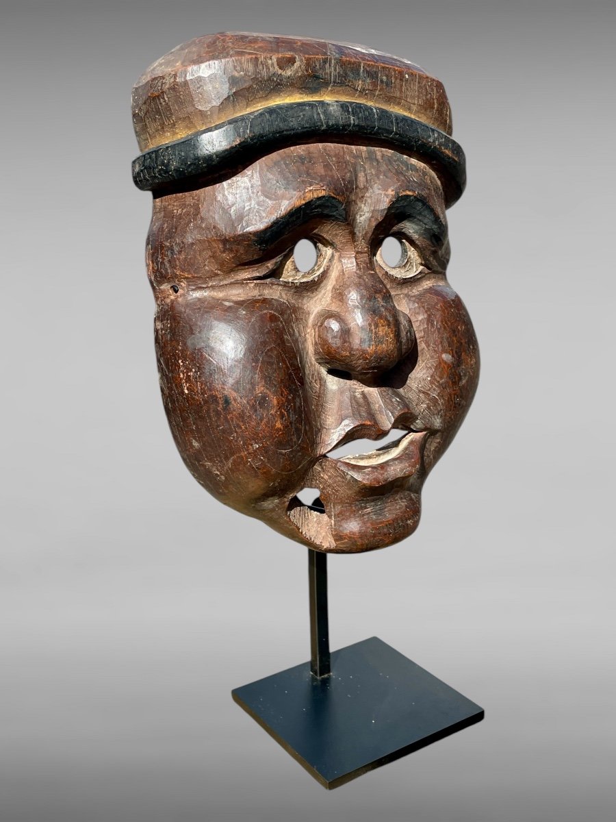 Bugaku Mask In Carved Monoxide Wood - Edo Period (1603 - 1868).-photo-2