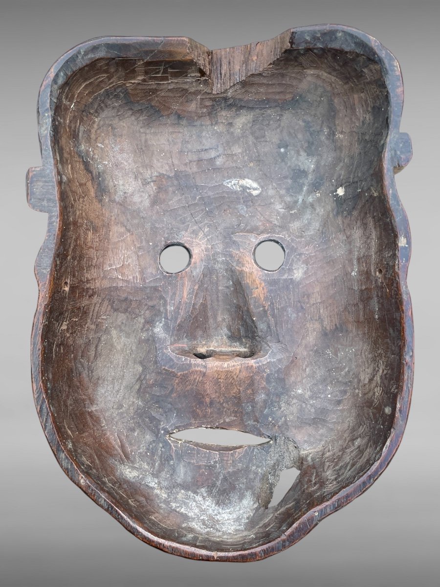 Bugaku Mask In Carved Monoxide Wood - Edo Period (1603 - 1868).-photo-4