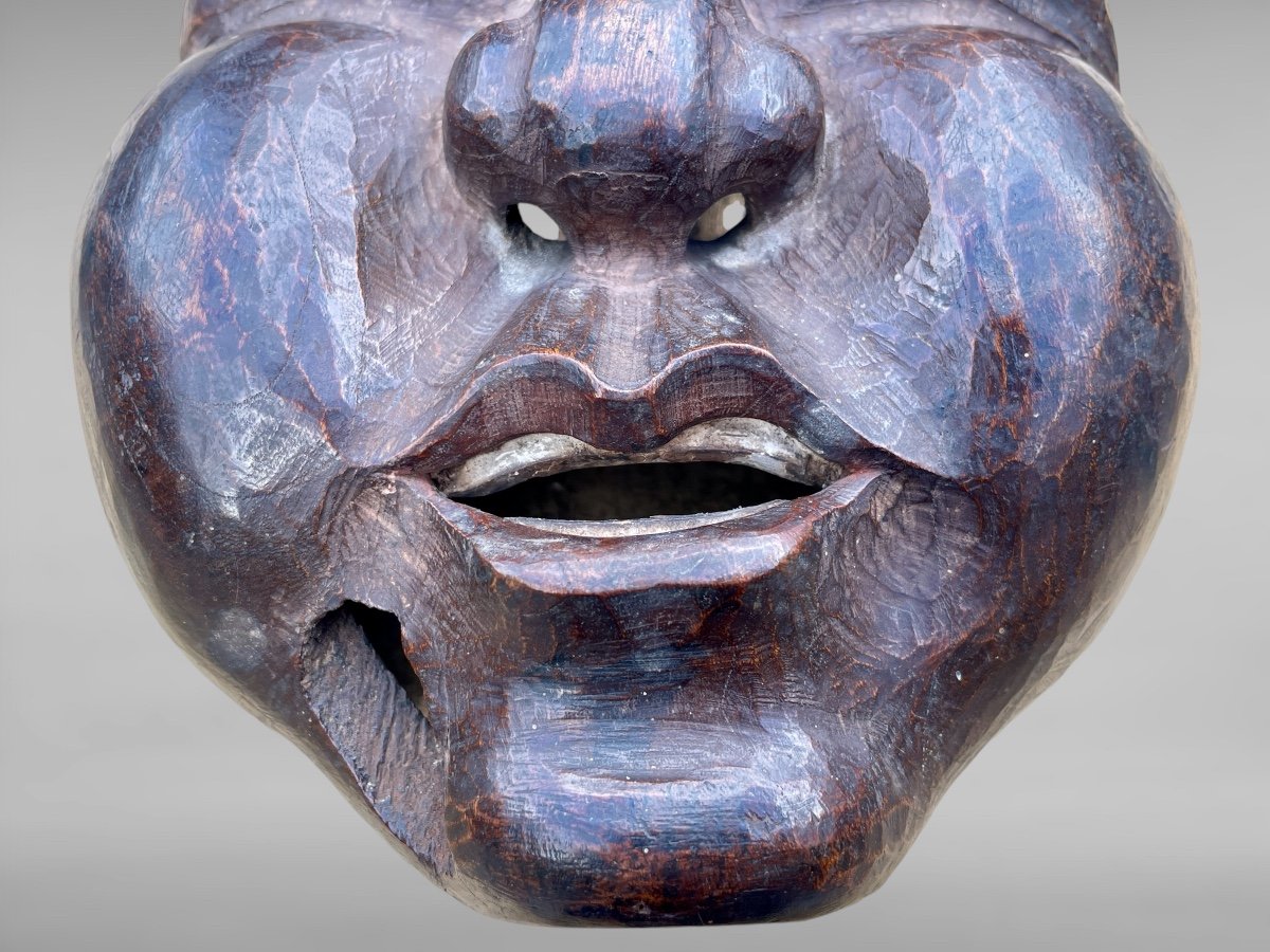 Bugaku Mask In Carved Monoxide Wood - Edo Period (1603 - 1868).-photo-5