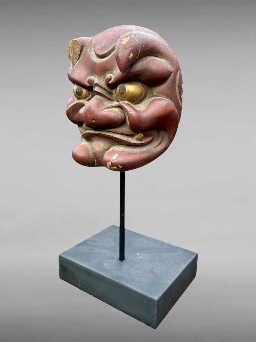 Maetate En Bois Sculpté Figurant Un Oni - Période Edo (1603 - 1868).-photo-4