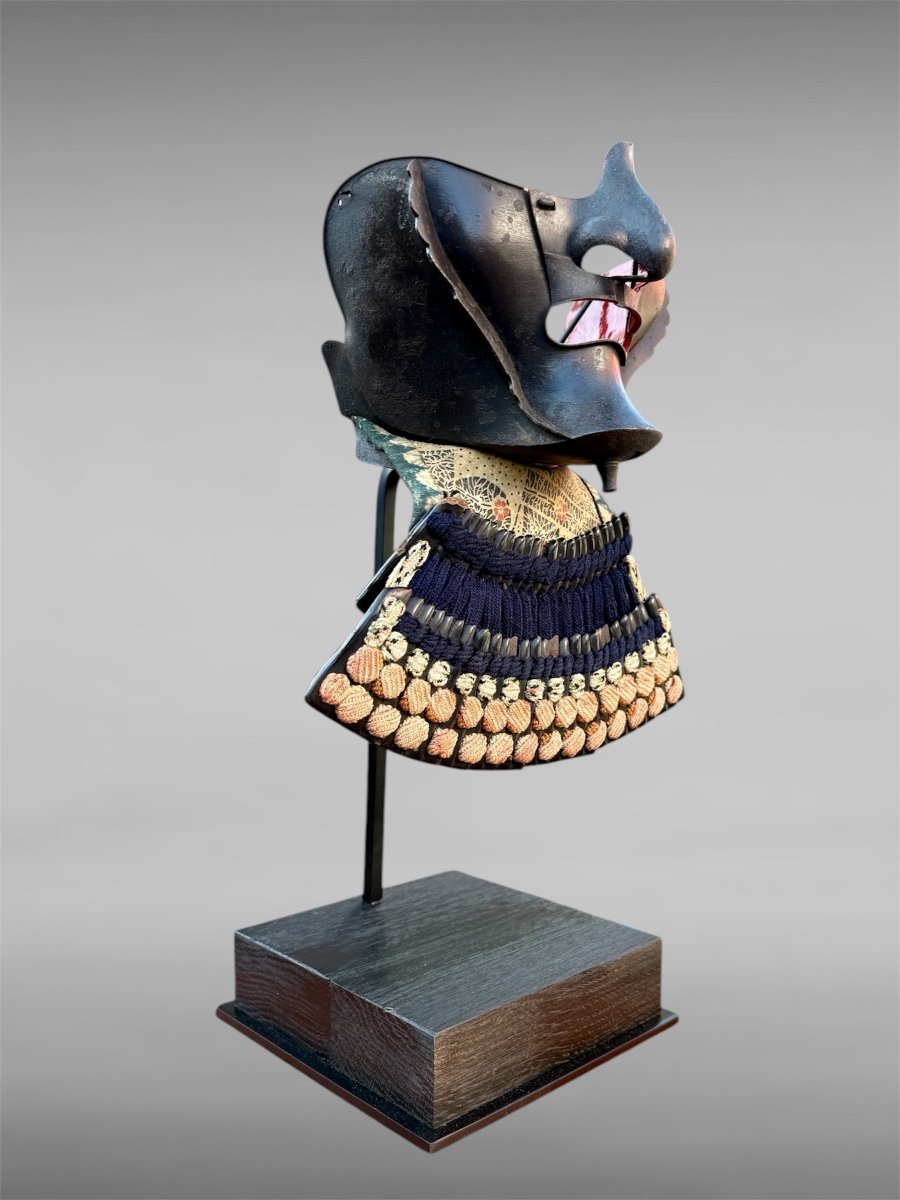 Demi Masque De Samuraï Mempo Ryubu En Fer Forgé - Période Edo (1603 - 1868).-photo-1