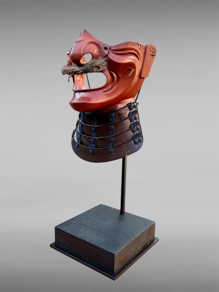 Demi Masque De Samuraï Mempo En Fer Forgé - Période Edo (1603 - 1868).-photo-2